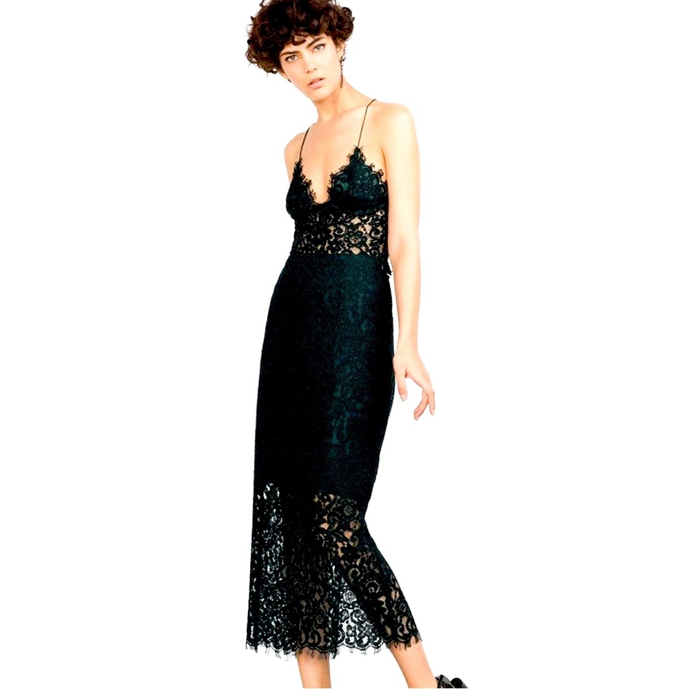 NWT Zara hunter green lace skirt size L